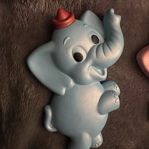 Rare VTG 1972 Miller Studio Inc. Chalkware Baby Elephants Pearl Coloring Pastel - Picture 5 of 9